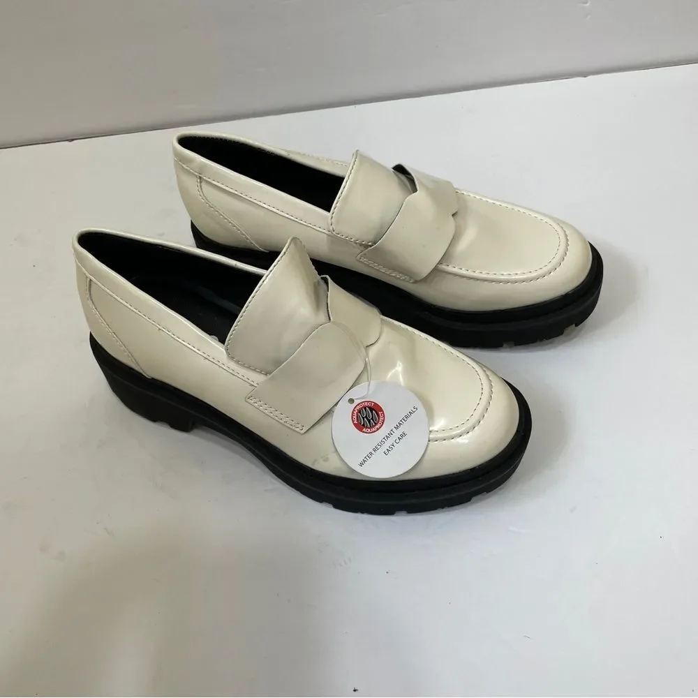 NEW WITH TAGS BLONDO SUMMER LEATHER‎ PLATFORM LOAFERS IN BONE